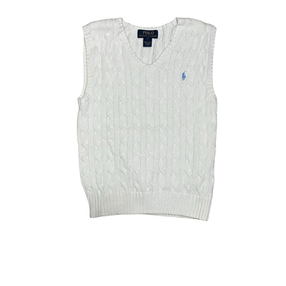 Polo Ralph Lauren Boys Cream Cable-Knit Cotton Sweater Vest